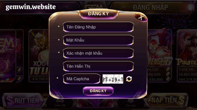 dang ky gemwin huong dan dang ky Điền đầy đủ thông tin cá nhân để hoàn tất quá trình đăng ký