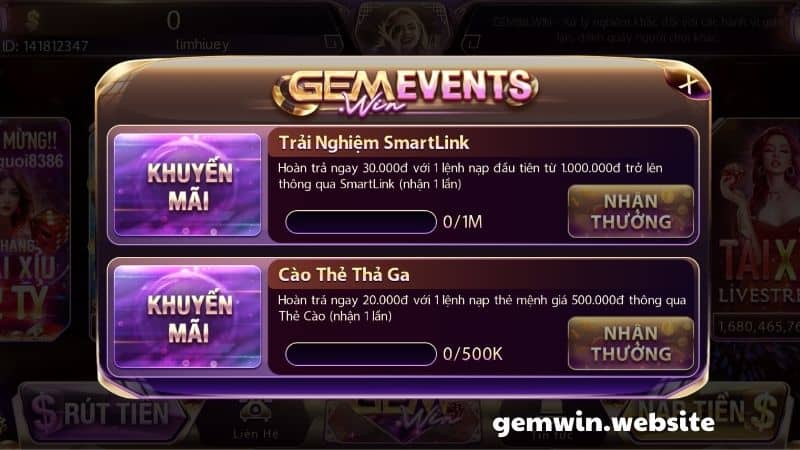 khuyen mai GEMWIN tong hop Thỏa sức trải nghiệm với các khuyến mãi kinh điển